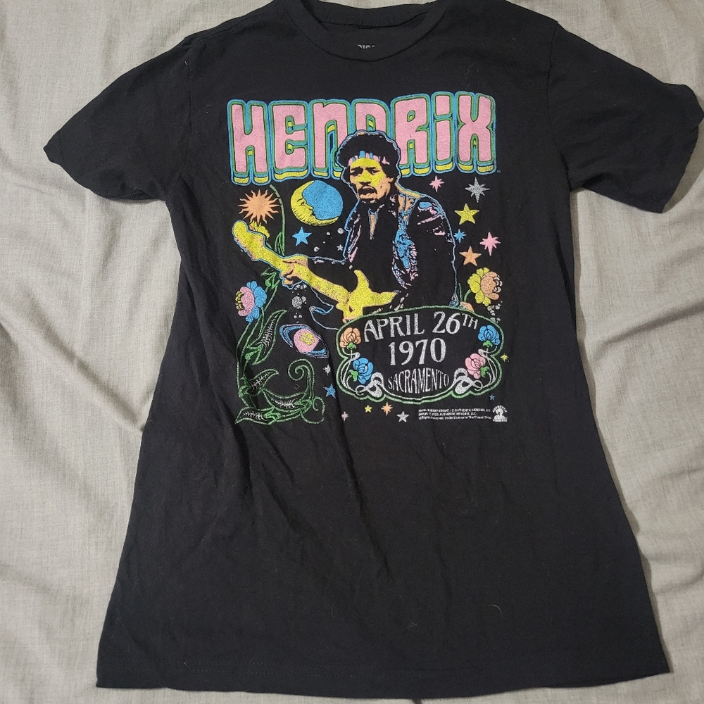 Jimi Hendrix 1970 Sacramento Remake Band Tee Size Small Black American Classics